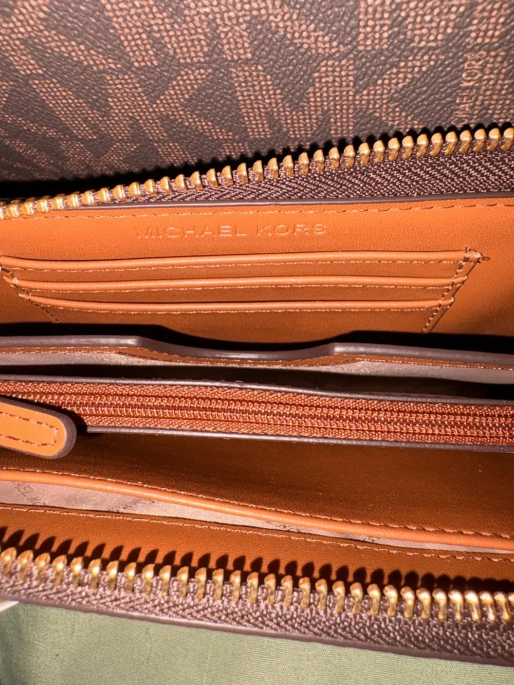 Michael Kors Brown MK Logo Tote with Matching Wallets BUNDLE DEAL!! - Picture 7 of 9